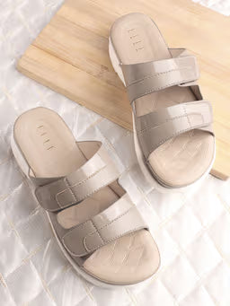 Grey Casual Velcro Women Comfort Sandals