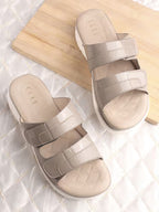 Grey Casual Velcro Women Comfort Sandals