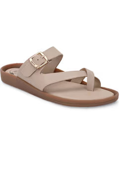 Women Lady Boss Premium Genuine Leather Sandals - Beige