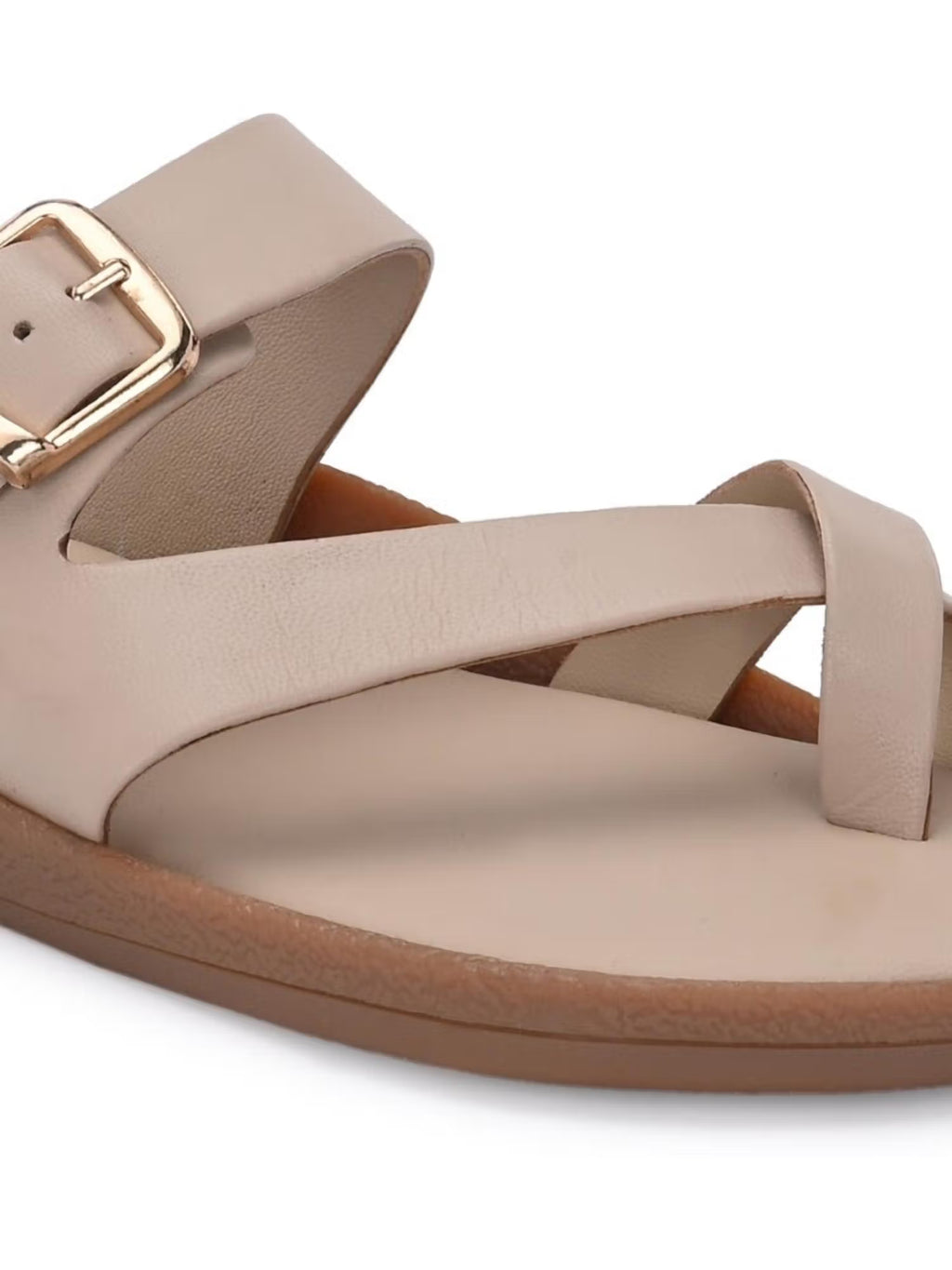 Women Lady Boss Premium Genuine Leather Sandals - Beige