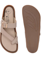 Women Lady Boss Premium Genuine Leather Sandals - Beige