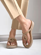 Women Beige Wedge Sandals