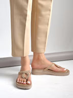 Women Beige Wedge Sandals