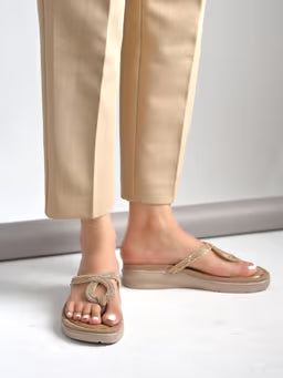Women Beige Wedge Sandals