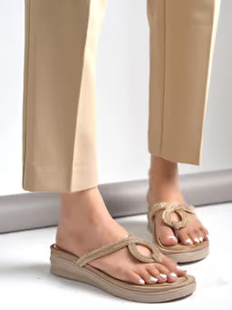 Women Beige Wedge Sandals