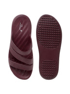 Women Wine Three-Strap Platform Comfort Sandals