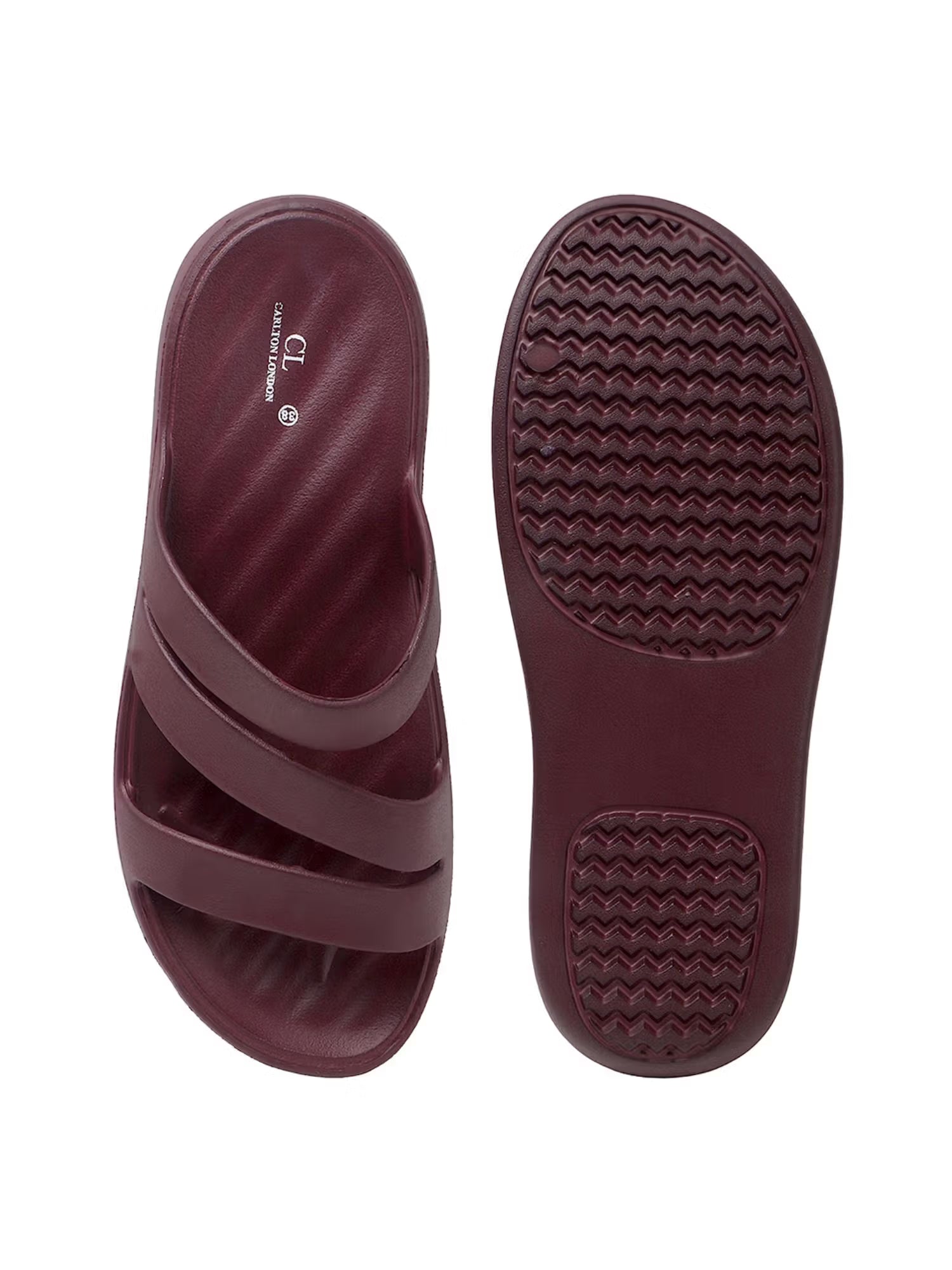 Women Wine Three-Strap Platform Comfort Sandals