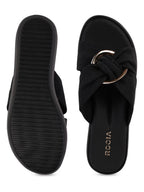 Regal Black Women Stylish Buckled Platform Sandals