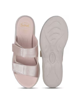 Womens Beige Slide Sandals