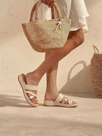 Women Slip On One Toe Sandal - Cream