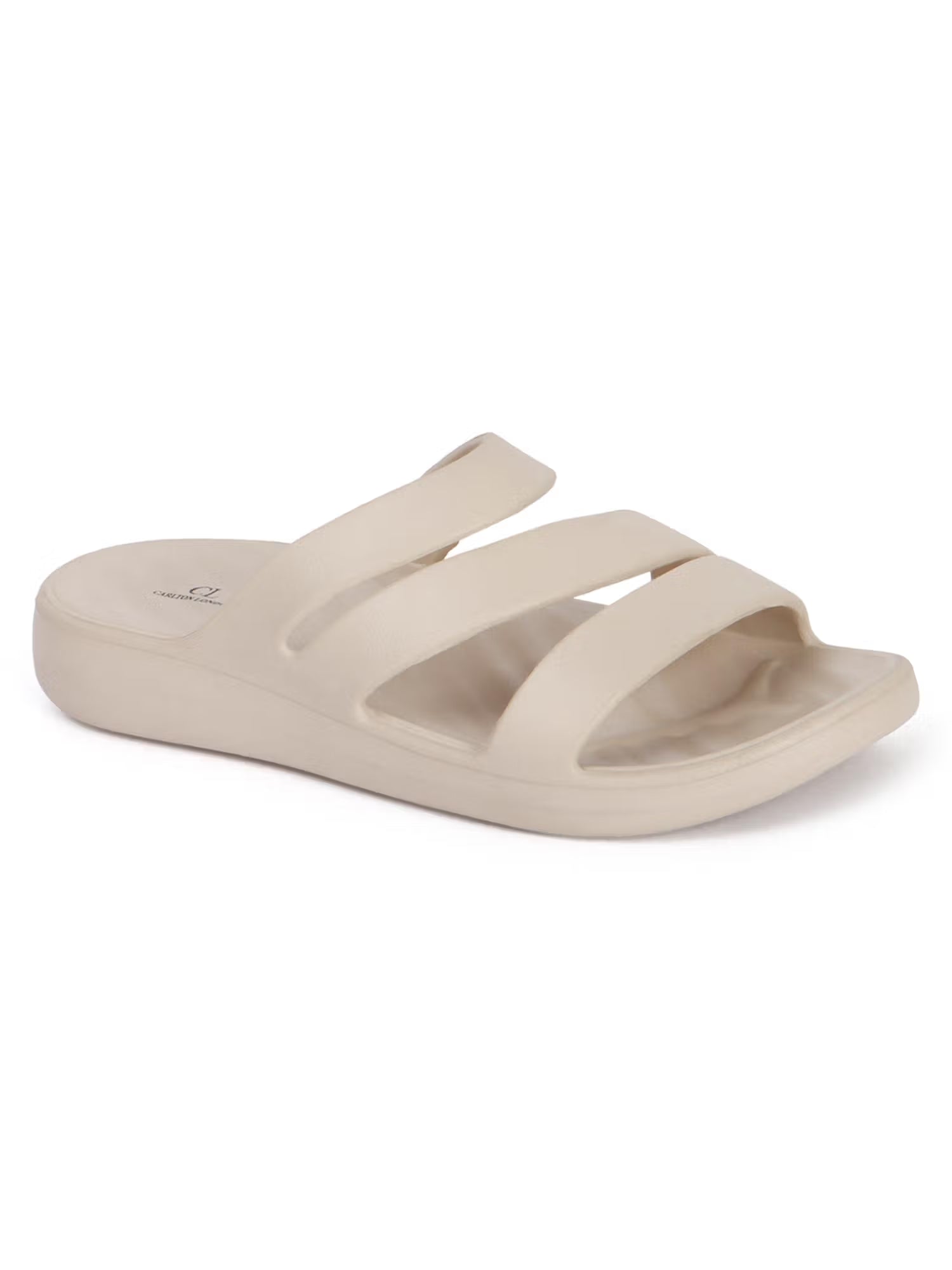 Women Beige Three-Strap Platform Comfort Sandals