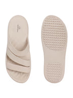 Women Beige Three-Strap Platform Comfort Sandals