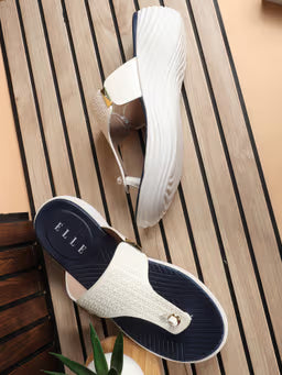 White Slip On Round Toe Women Sandals