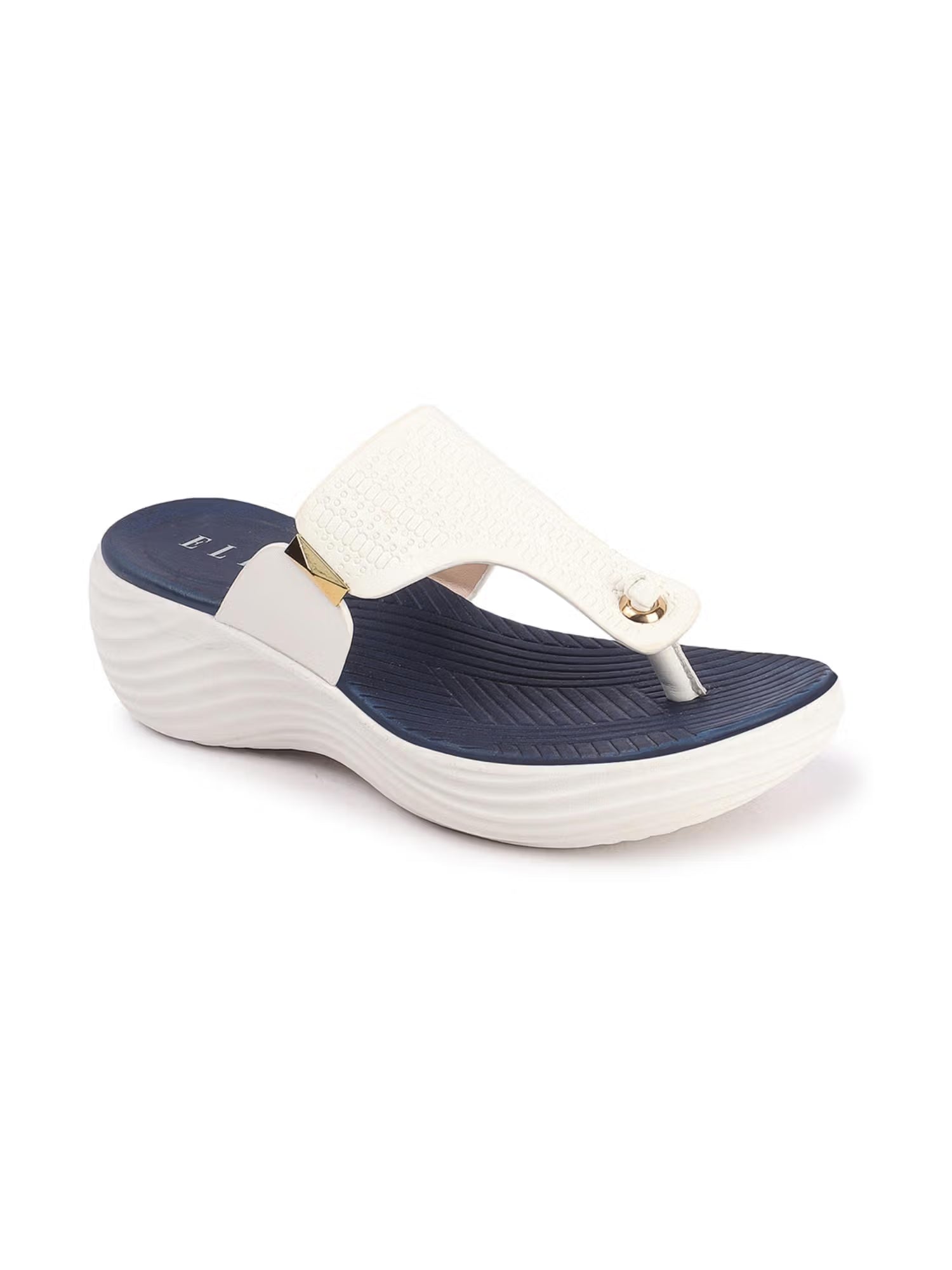 White Slip On Round Toe Women Sandals