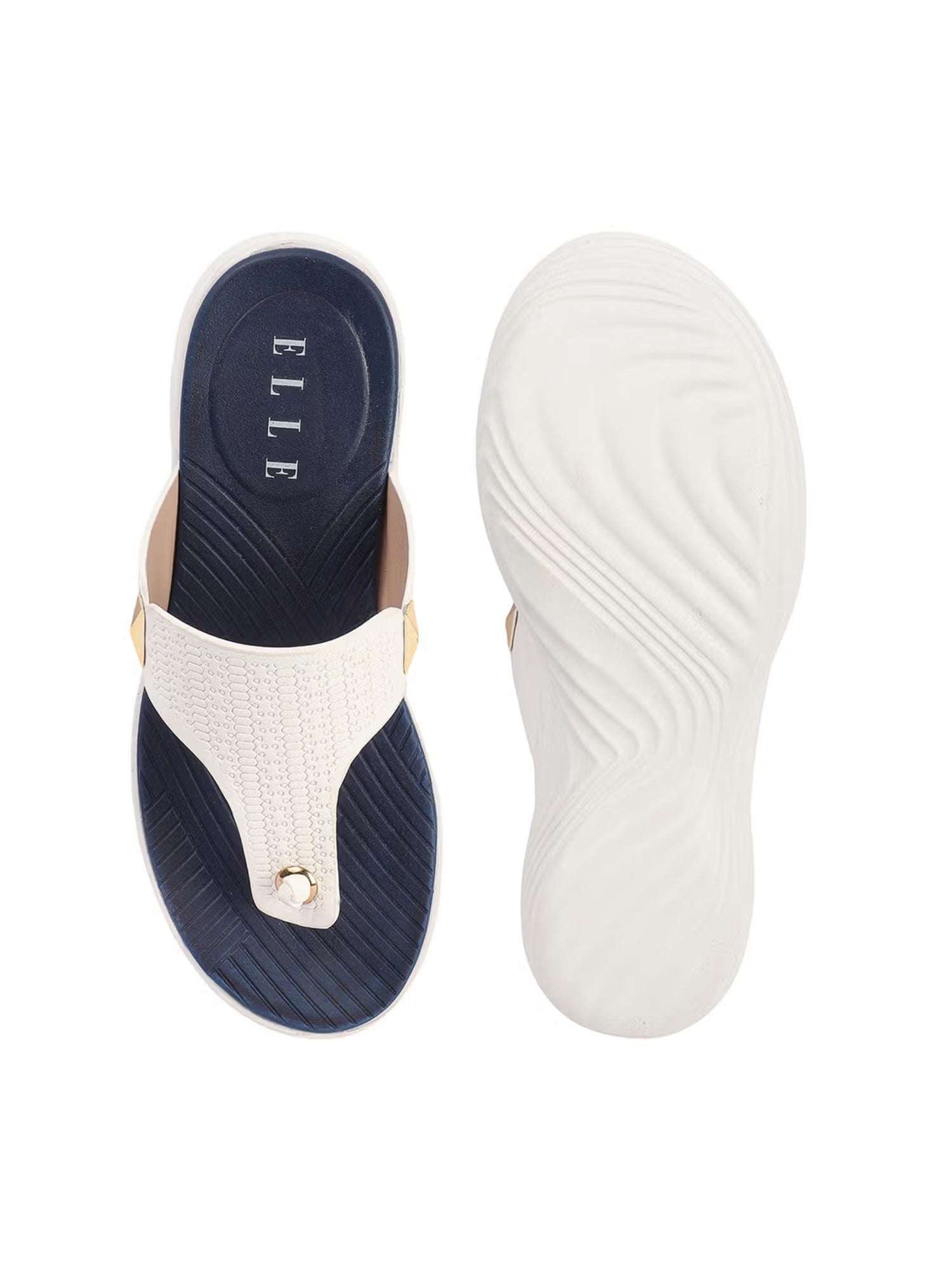 White Slip On Round Toe Women Sandals