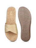 Women Golden Solid Round Toe Party Wear Sandals