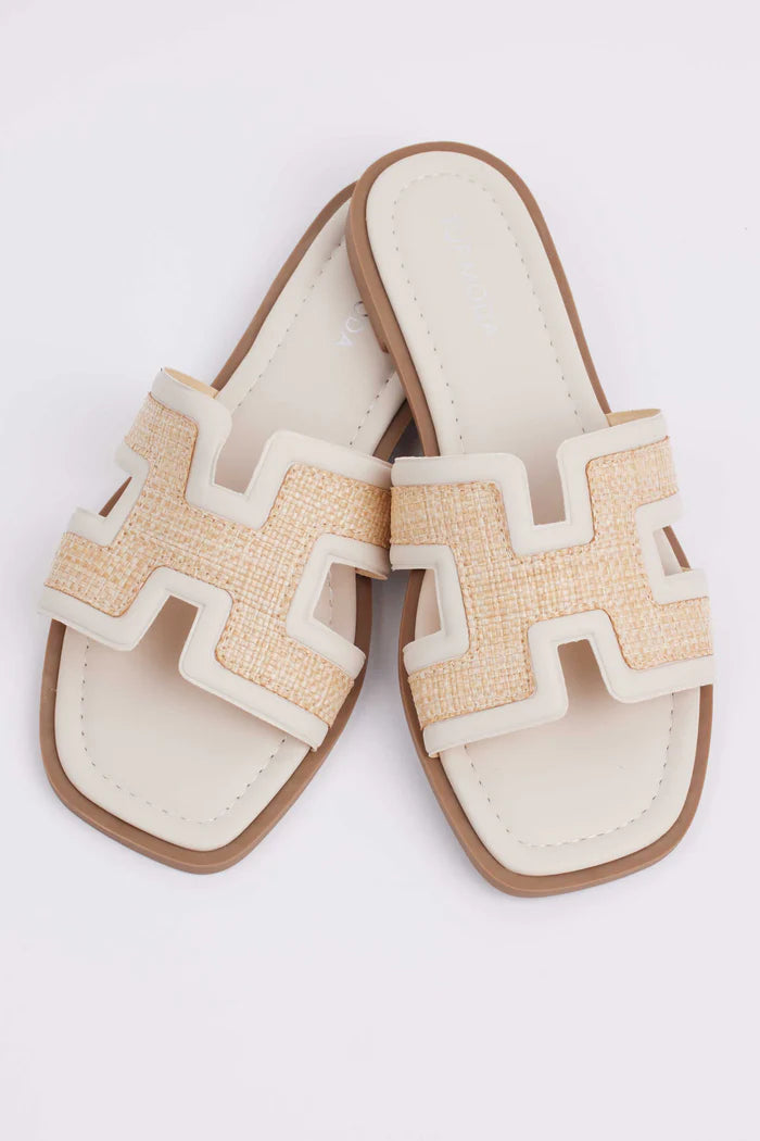Cream Raffia Sandals