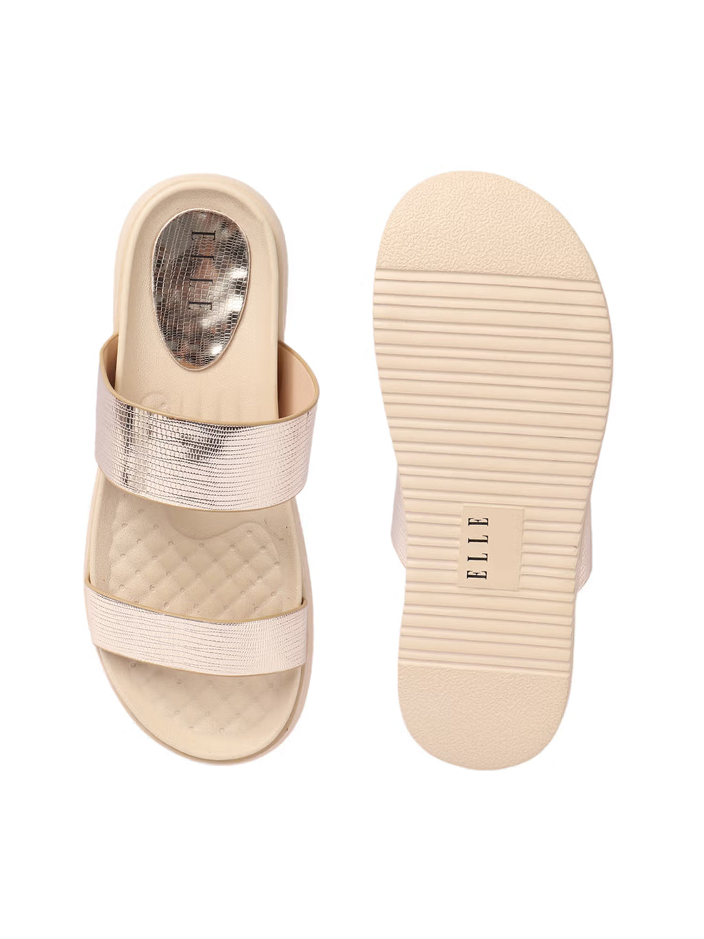 Gold Color Women Slip-On Comfort Sandals
