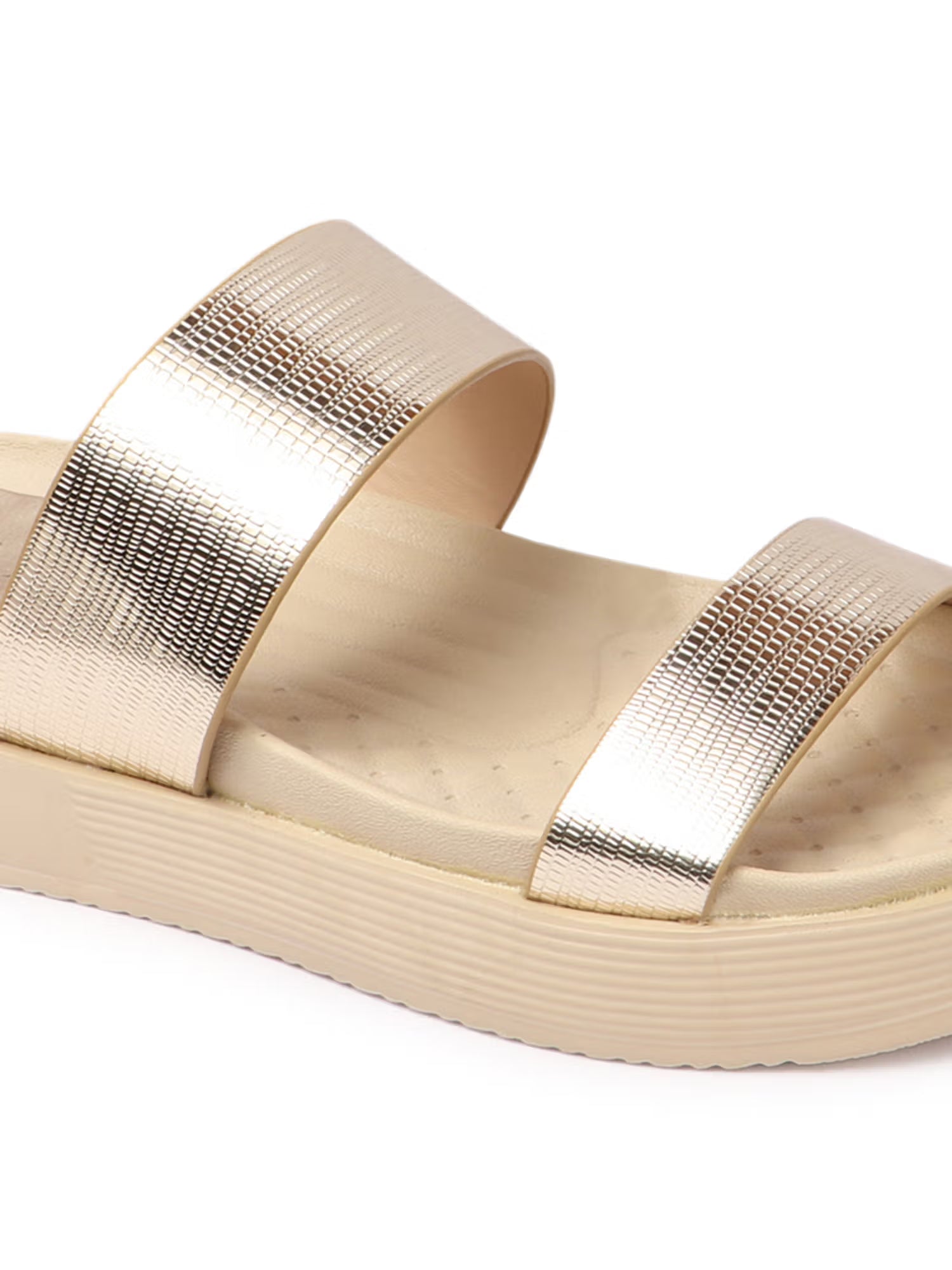 Gold Color Women Slip-On Comfort Sandals