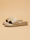 Women Slip On Gold Sandals
