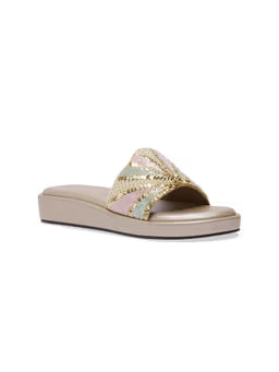 Women Slip On Gold Sandals