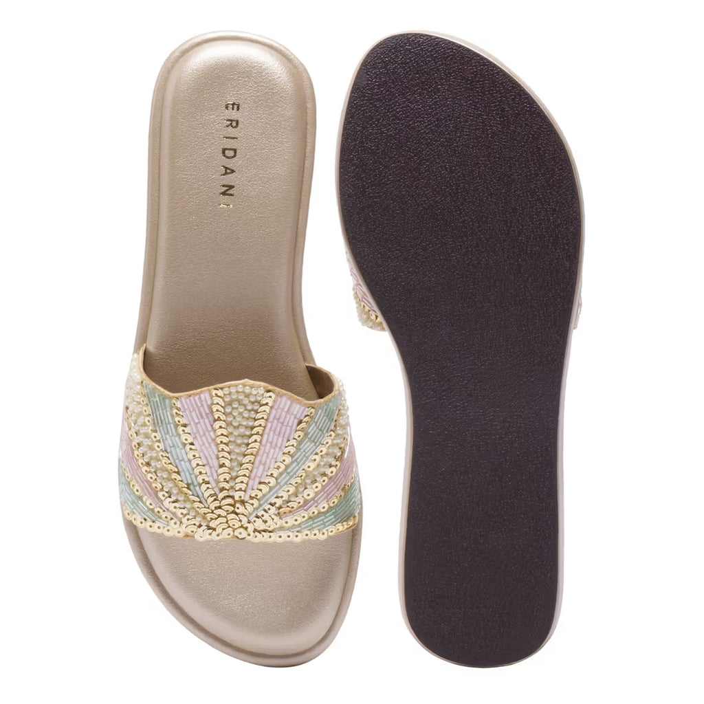 Women Slip On Gold Sandals