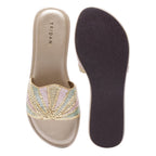 Women Slip On Gold Sandals