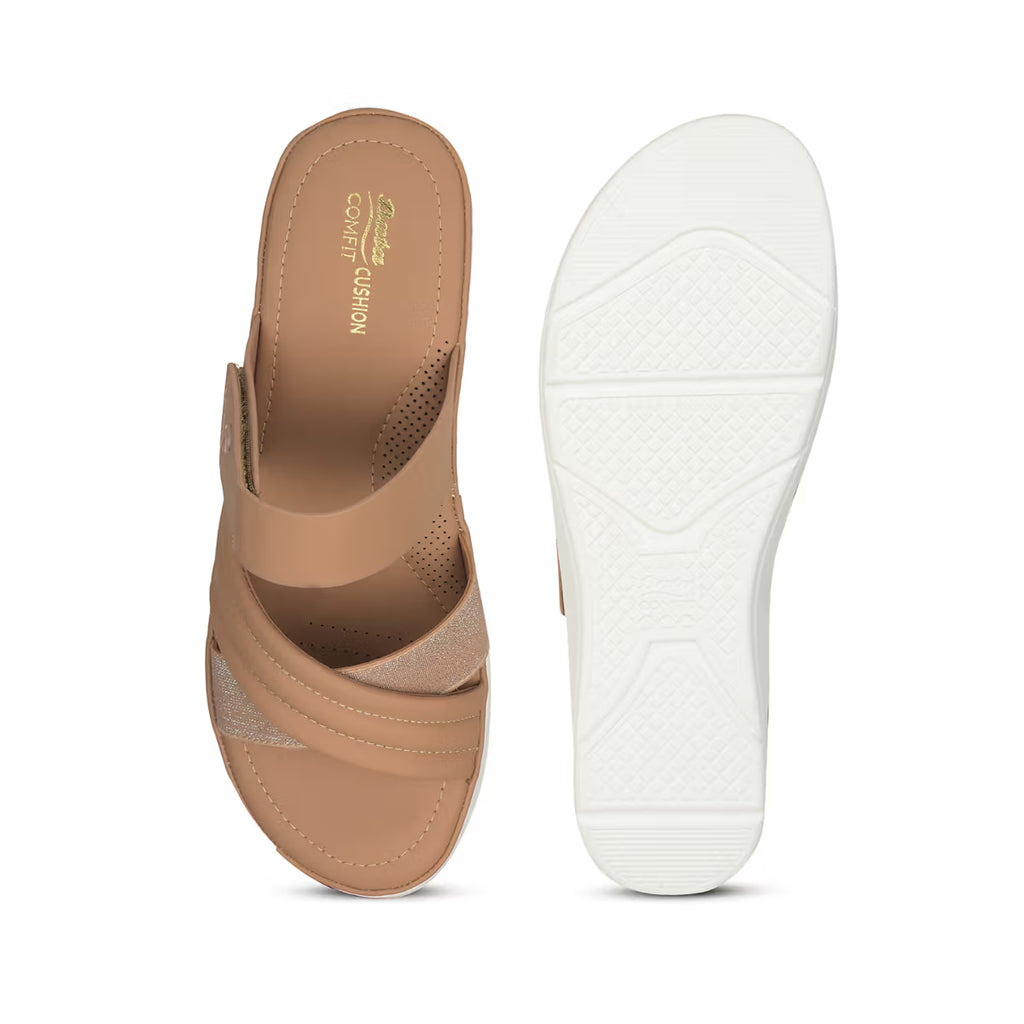 Women Casual Tan Slip-On Sandals