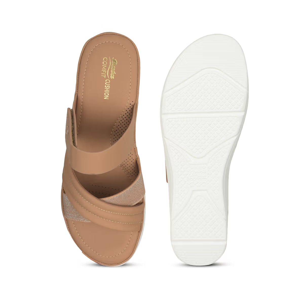 Women Casual Tan Slip-On Sandals