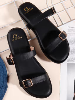 Women's Double-Strap Buckle Platform Sandals