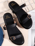 Women's Double-Strap Buckle Platform Sandals