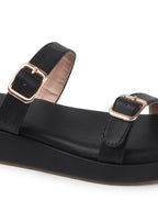 Women's Double-Strap Buckle Platform Sandals