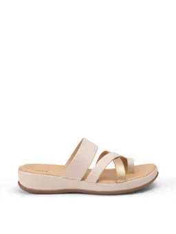 Women Slip On One Toe Sandals- Cream