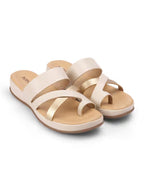 Women Slip On One Toe Sandals- Cream