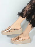 Rose Gold Solid Open Back Women Sandals