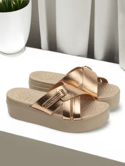 Rose Gold Solid Open Back Women Sandals