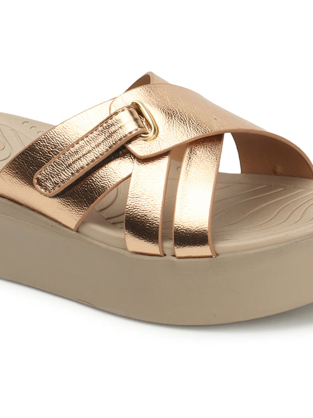 Rose Gold Solid Open Back Women Sandals
