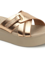 Rose Gold Solid Open Back Women Sandals