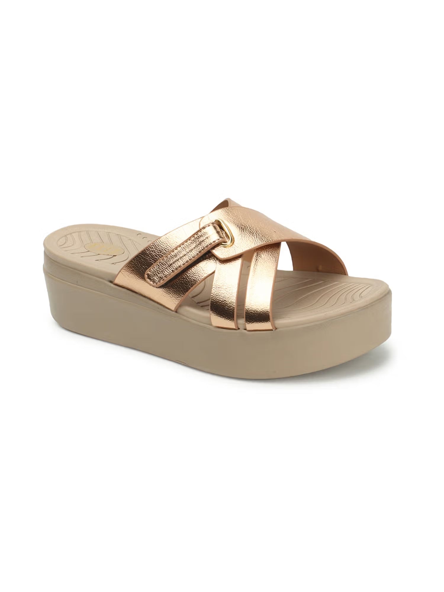 Rose Gold Solid Open Back Women Sandals